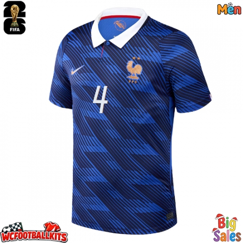 France Dayot Upamecano #4 Replica Home Stadium Shirt World Cup 2026 Short Sleeve